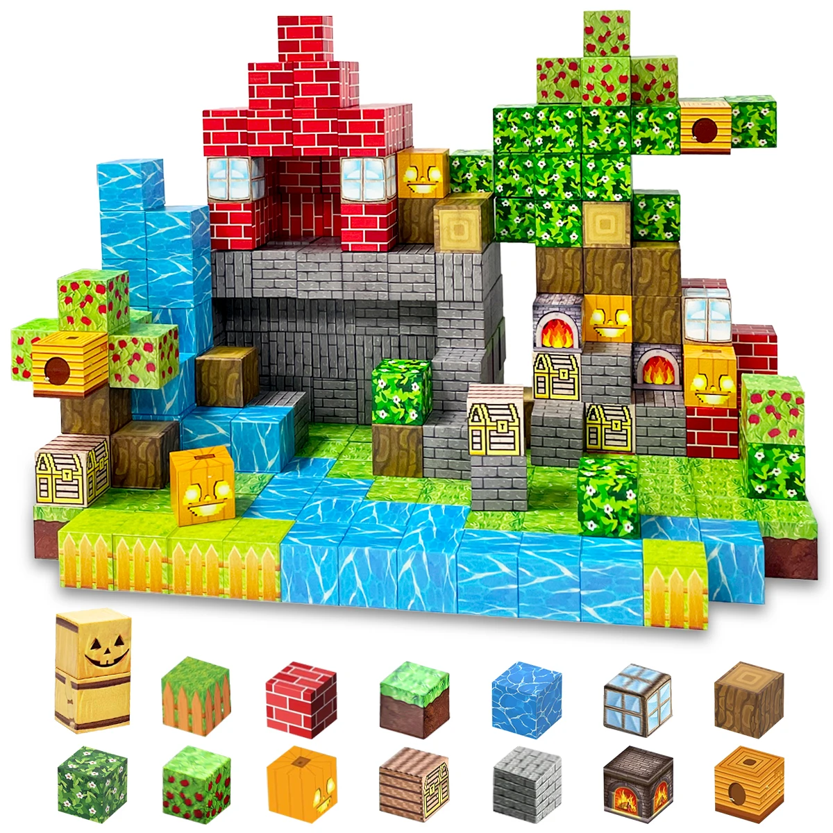

Cube Building Blocks Magnet Set，Treasure Hunt Forest World，for Boys Girls Age 3+，DIY Model Child kids Montessori Sensory Toys