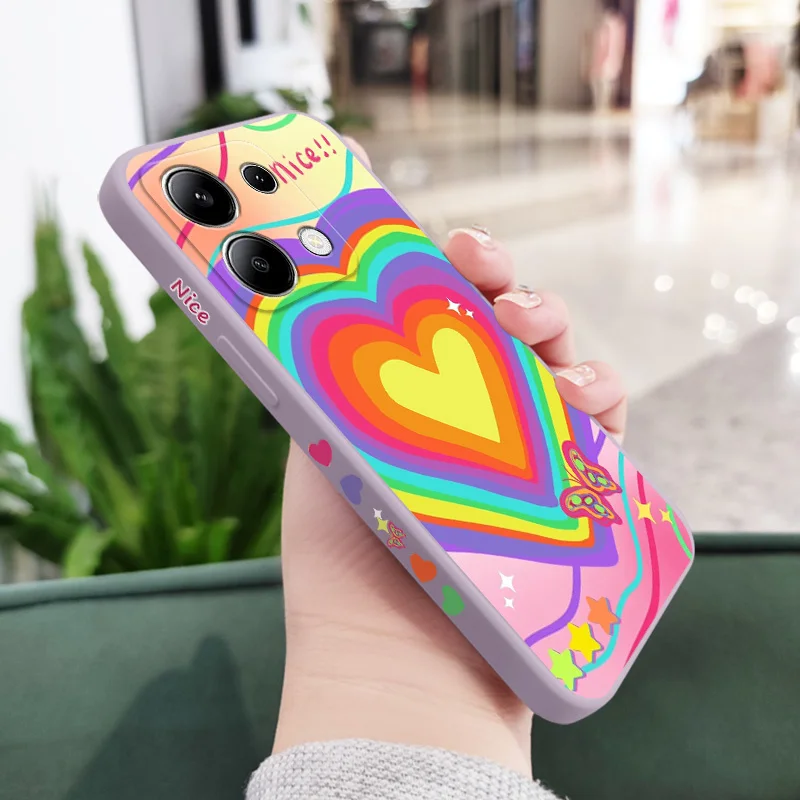 Regenbogen Herz Handy hülle für Xiaomi Redmi Note 13 12 12s 11 11s 10 10s 9 9s Pro plus 4g 5g flüssige Silikon hülle