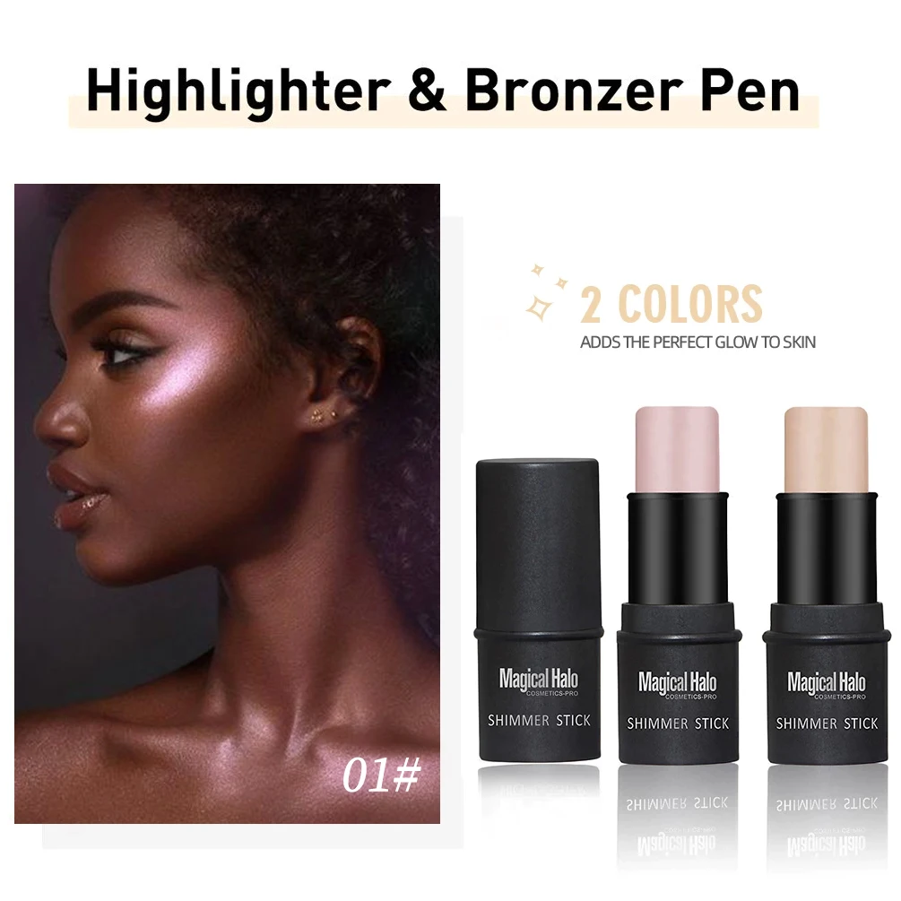 2 Colors Highlight For Face Cosmetic Face Brighten Highlighter Stick Face Contour Bronzer Shimmer Illuminator Stick Makeup Tool