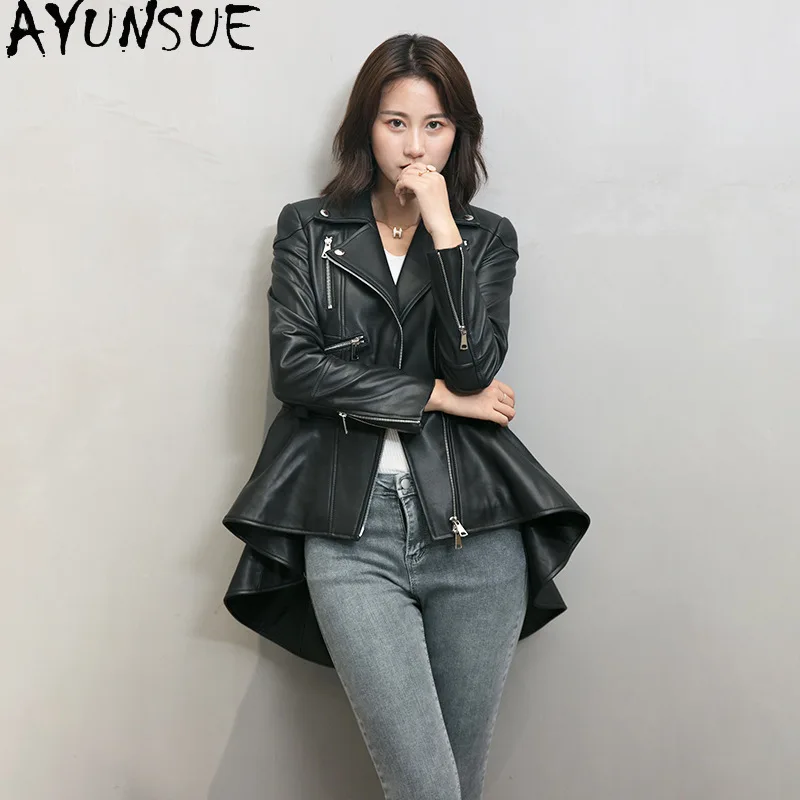 AYUNSUE Natural Sheepskin Genuine Leather Jacket Woman 2025 Streetwear Womens Jackets Slim Fit Autumn Clothes Косуха Женская