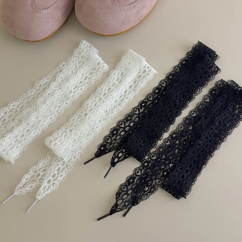

Белые кружевные шнурки DIY для обуви, изящные ажурные шнурки для кроссовок, женские и девичьи, в корейском стиле, замена шнурков