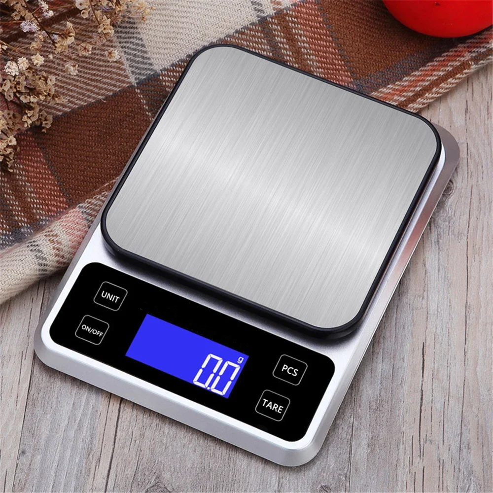 

5KG/0.1g Electronic Digital Scale 10KG/1g Smart Kitchen Scales Weighing Food Balance Stainless Steel Panel for Cooking Baking
