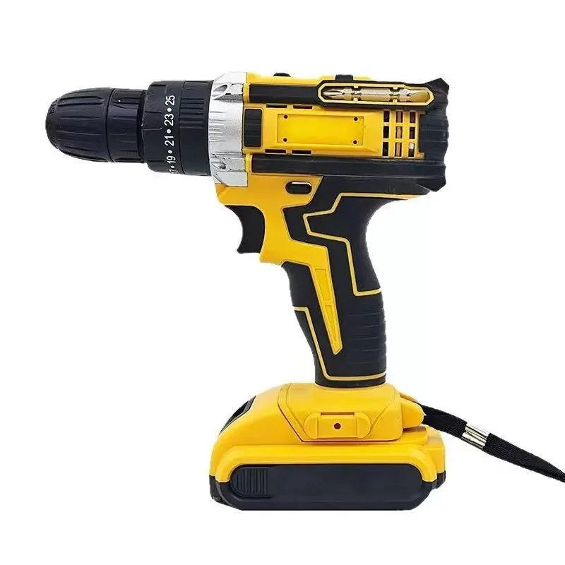 21V Cordless Electric Screwdriver Drill Set Two Speed Forward and Reverse Rotation Universal Chuck Storage Case and Accessories