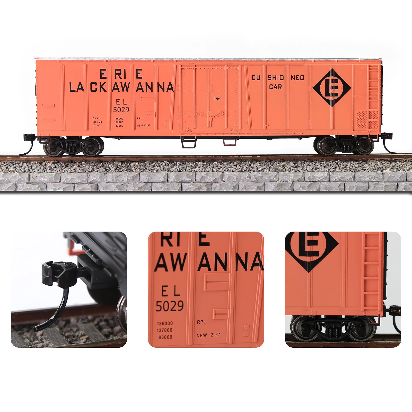 Evemodel Wagon HO Scale 1:87 50' Steel Reefer Refrigerator for Model Railway C8750 (Pack of 1)