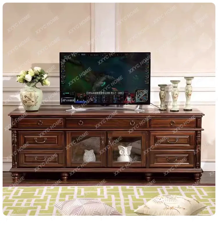 Living room audio-visual cabinet multi-pump TV cabinet retro floor high storage floor cabinet