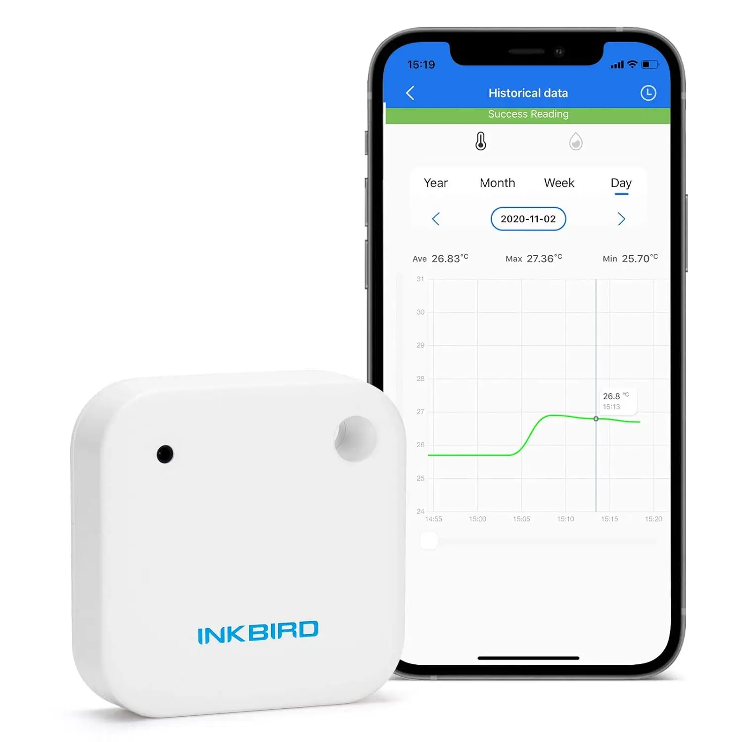 INKBIRD IBS-TH2 termometr Bluetooth higrometr IPX4 wodoodporny inteligentny monitor temperatury i wilgotności do przechowywania żywności, szklarni