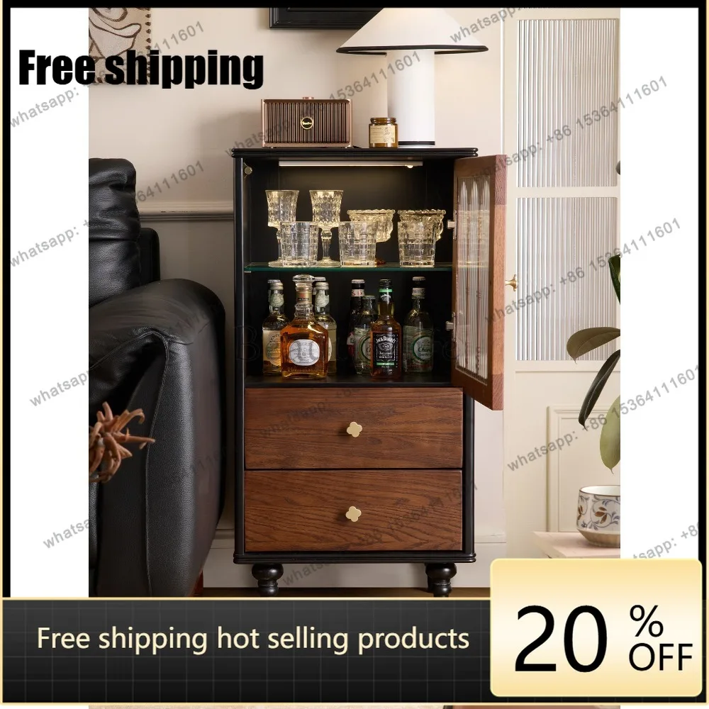 LD French antique solid wood wine cabinet retro living room TV cabinet