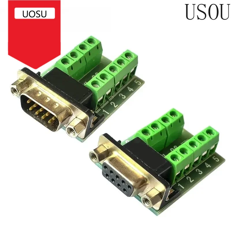 1/5/10Pcs D-Sub 9pin Solderless Connectors DB9 RS232 Serial to Terminal Female Male Adapter Connector Breakout Board