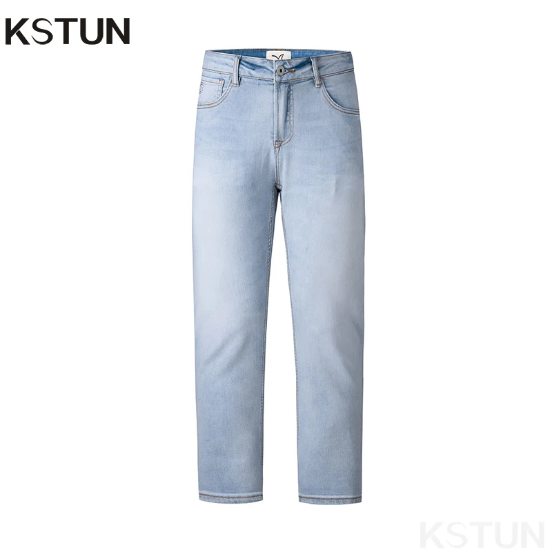 

Men Jeans Brand Light Blue Slim Straight Fit Stretch Casual Denim Pants Streetwear Men's Clothing High Quality Trousers 2024 New