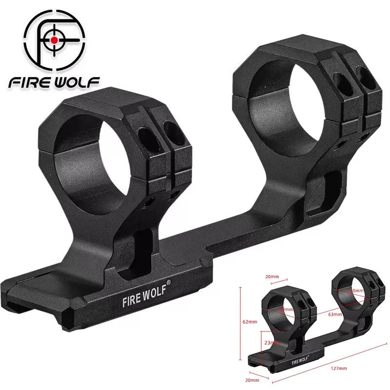 FIRE WOLF Montura de Visor de 30 mm de Altura, de una Sola Pieza, Base de Aluminio 7075, Soporte Cantilever para Montaje de 20 m