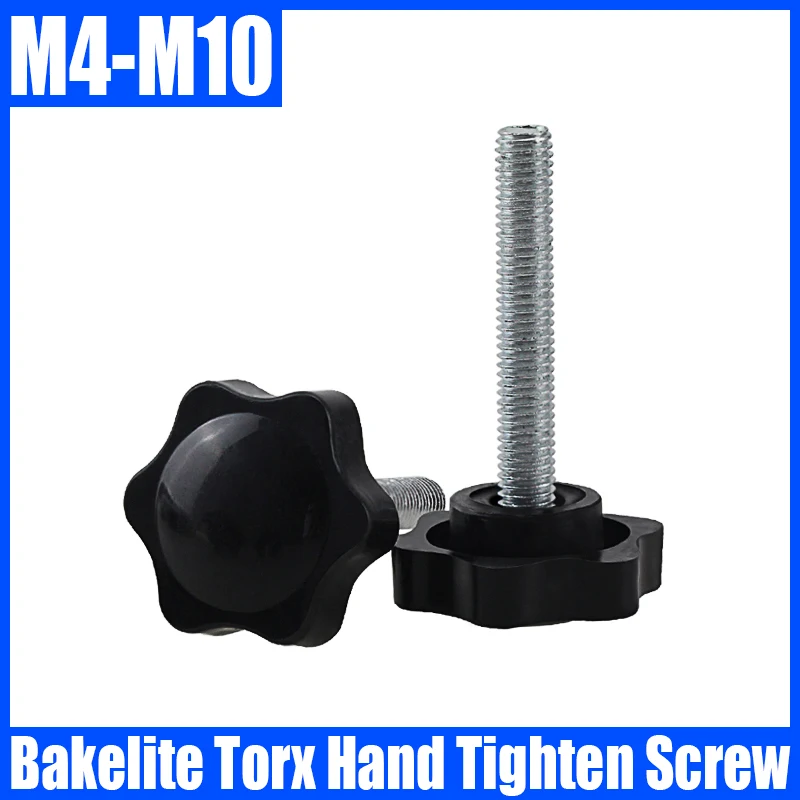 

1PCS M4 M5 M6 M8 M10 Bakelite Torx Thumb Screw Star Shape Thread Clamping Handle Bolt Screw Hand Knob Tighten Rubber Screw Bolt