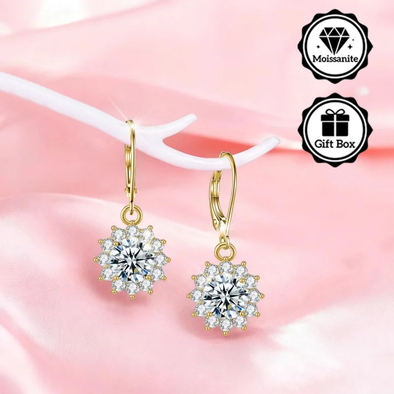 

LAMVOICE jewelry for women/earrings with 4 carat moissanite Hypoallergenic hook earring christmas gift for high quality jewelry