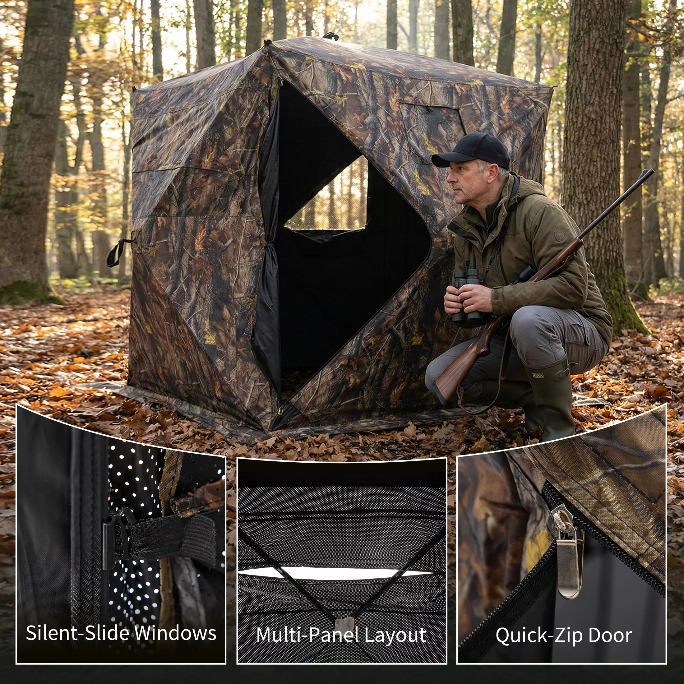 

JHK 270 ° Прозрачная охотничья палатка на 2-3 человека, раскладная, камуфляжная, с сумкой для переноски и сумкой для аксессуаров.