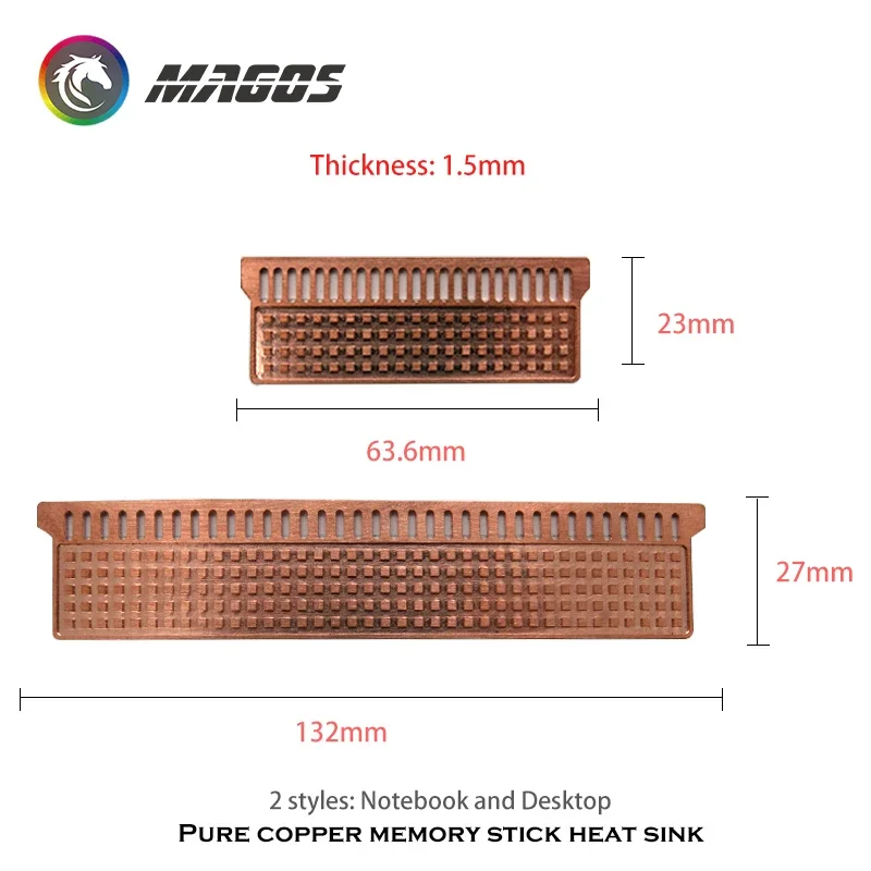 Full Copper Memory Heatsink For Gaming Notebook / Desktop DDR RAM Cooler Heat Sink 1.5MM Radiator Heat Dissipation Pad