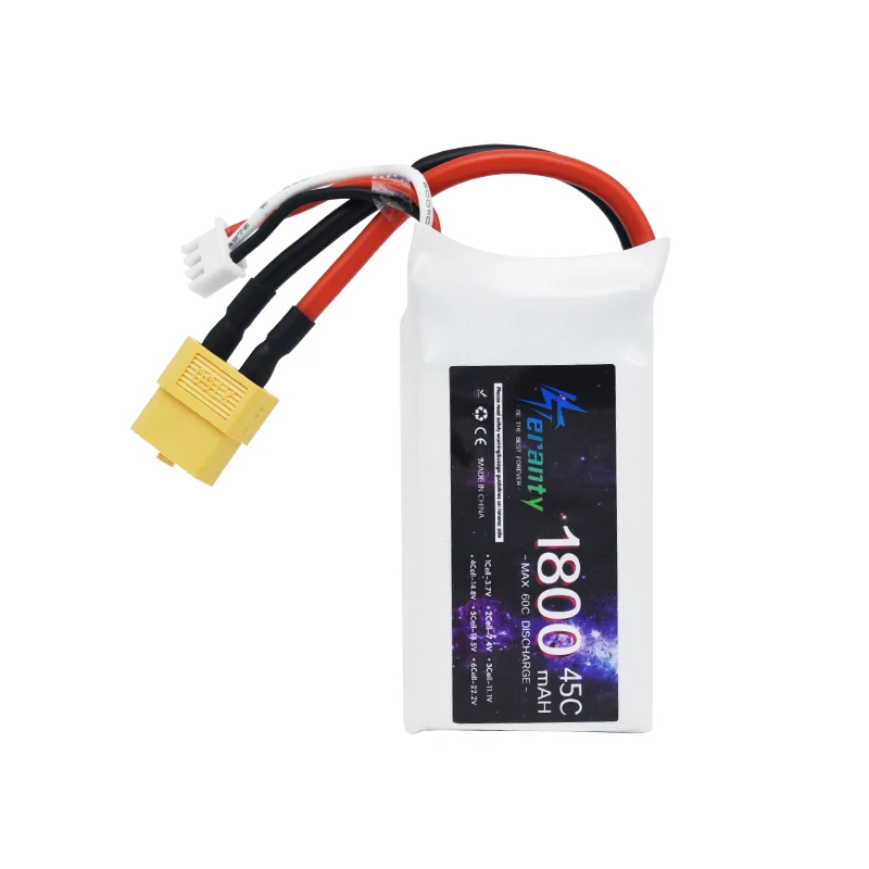 แบตเตอรี่ Lipo 7.4V พร้อมขั้วต่อ XT60 1800/2200/2700/3300/4200/5200/7200/9200/10400mAh RC fdrone PV รถเรือ2S แบตเตอรี่