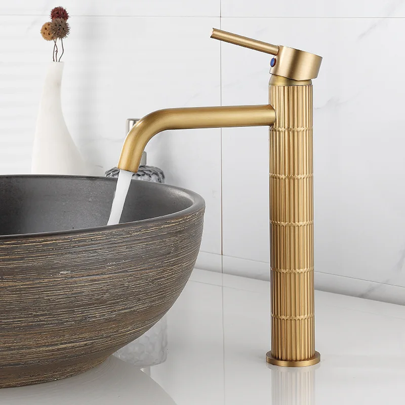 

Luxury brass antique gold hot and cold water faucet gunmetal gray countertop basin faucet wash basin faucet