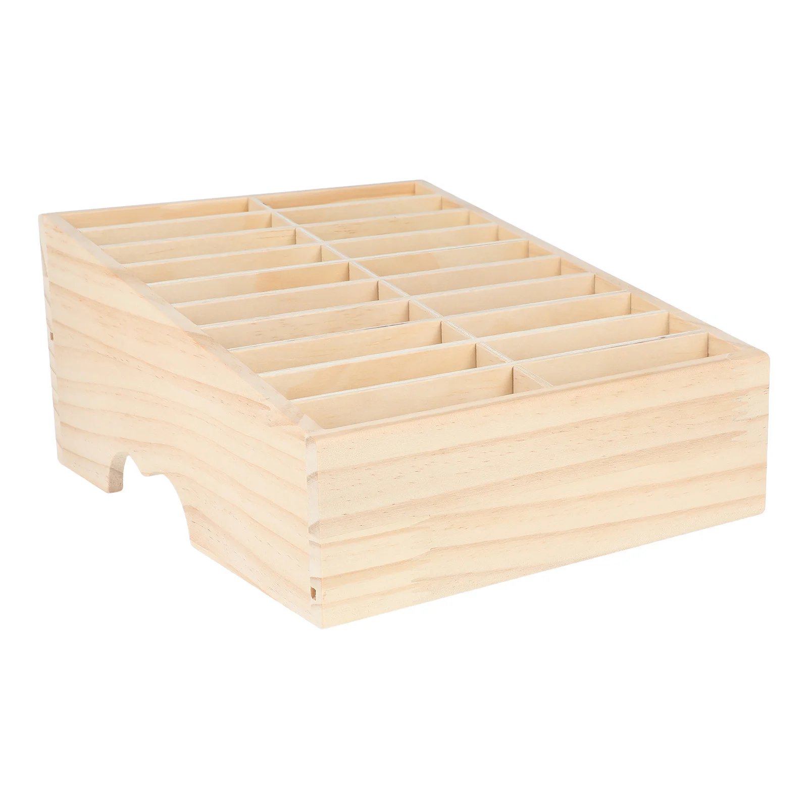 

Natural Wood 20-Section Desktop Organizer Box Phone Storage Holder for Office Classroom Stationery Management Solution