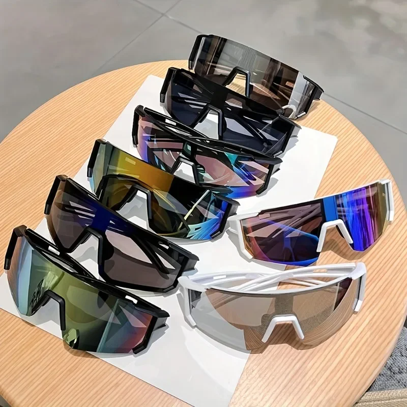 8PCS Sports Large Frame Sunglasses Frameless Men's Baseball Running UV Resistant Sunglasses Lightweight Large Frame Goggles
