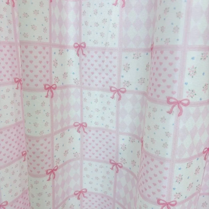 Neuer süßer rosa Schleifenvorhang für Wohnheime, kleiner Bettvorhang, frischer kurzer Vorhang, Schrank-Blockvorhang, Türvorhang, dekorativer Vorhang – Detail 6
