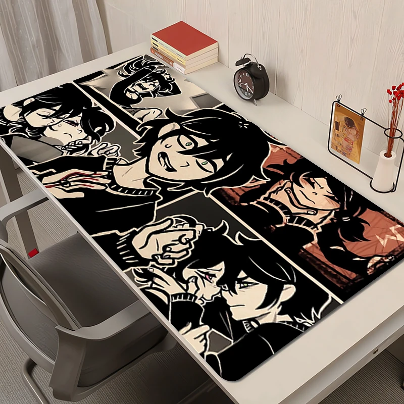 แผ่นรองเมาส์ PC สีดําและสีขาว Manga Mousepad แล็ปท็อปโลงศพของ Andy และ Leyley อะนิเมะคีย์บอร์ด Pad Love Heart เดสก์ท็อปแผ่นรองเม้าส์