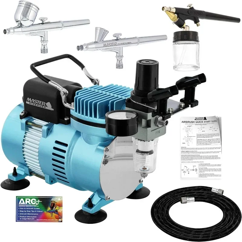 

Master Airbrush Cool Runner II Dual Fan Air Compressor Airbrushing System Kit with 3 Professional Airbrush Sets,0.2,0.3 mm