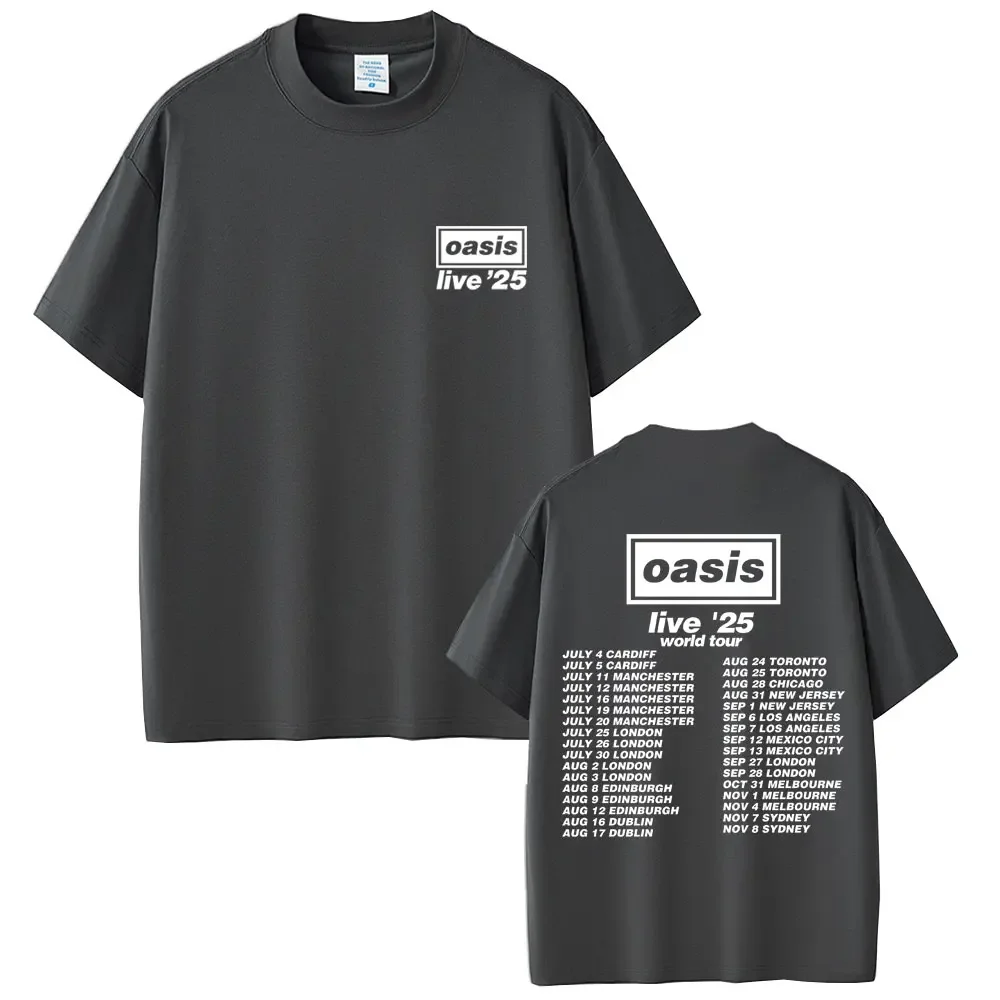 Rock Band O-Oasis Live 25 Tour T Shirt Men Women Gothic Vintage Oversized Tshirt Men's High Quality Cotton Short Sleeve T-shirts