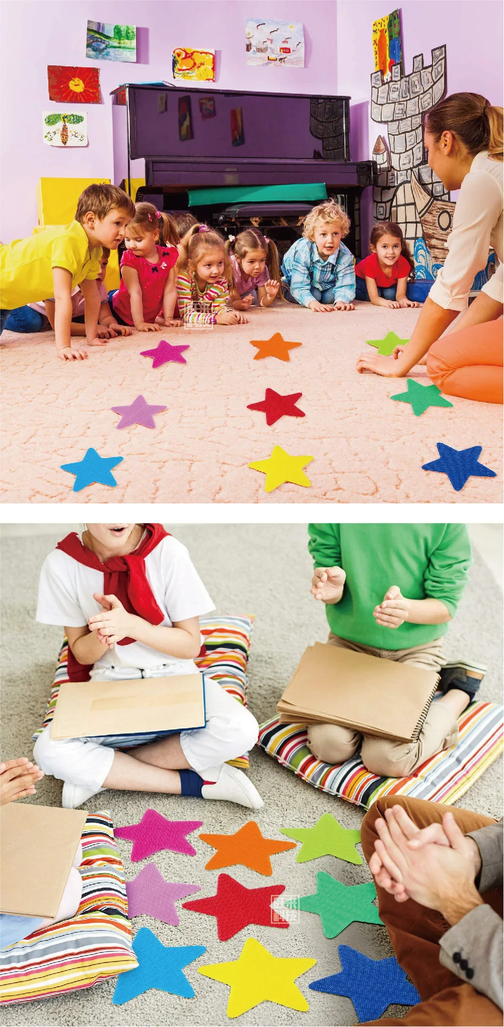 

Multicolor Star Carpet Markers Kids Position Spots Preschool Classroom Gym Yoga Bright Colors Strong Adhesion Durability