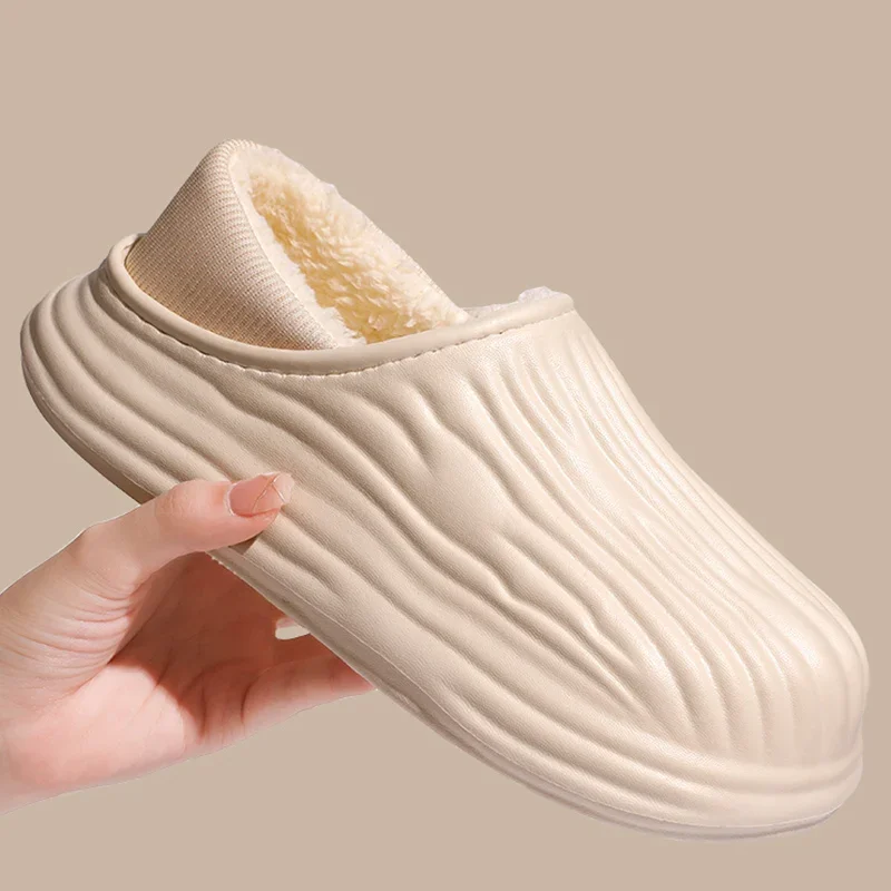 Winter Warm Plush Lined House Slippers for Women Non Slip Waterproof Comfort Indoor Slippers Woman Soft Sole Casual Cotton Shoes #4