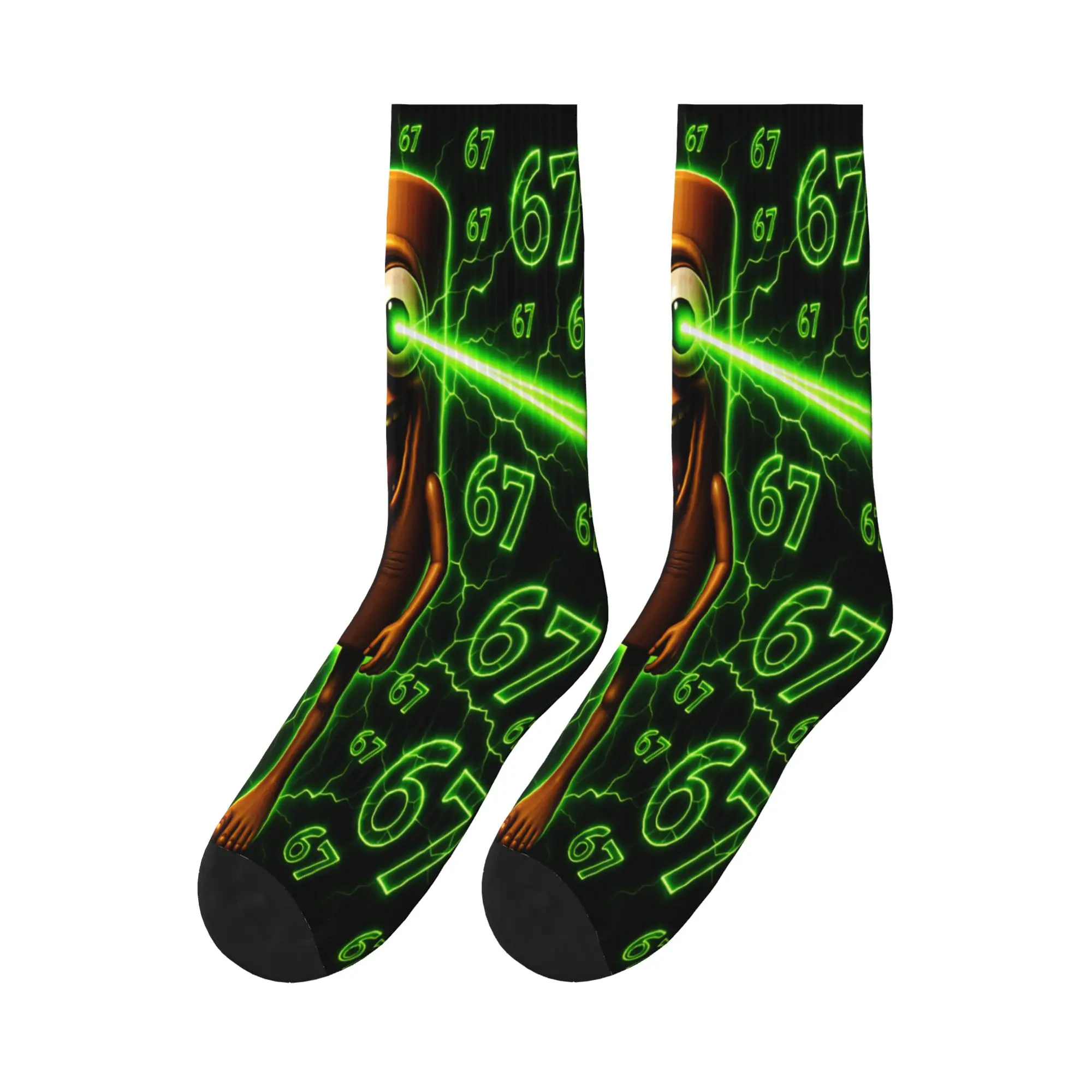 Men Socks 67 Meme Laser Eyes Funny Tung Sahur  Stockings Spring Funny Breathable Socks Graphic Running Sports Anti Slip Socks