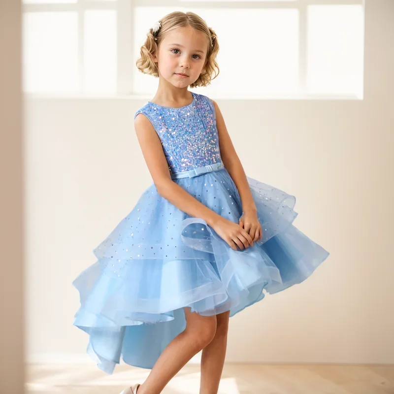 Elegante vestido de lantejoulas para meninas, vestido princesa para adolescentes, crianças, crianças, bebê, casamento, festa de Natal, 3-15years