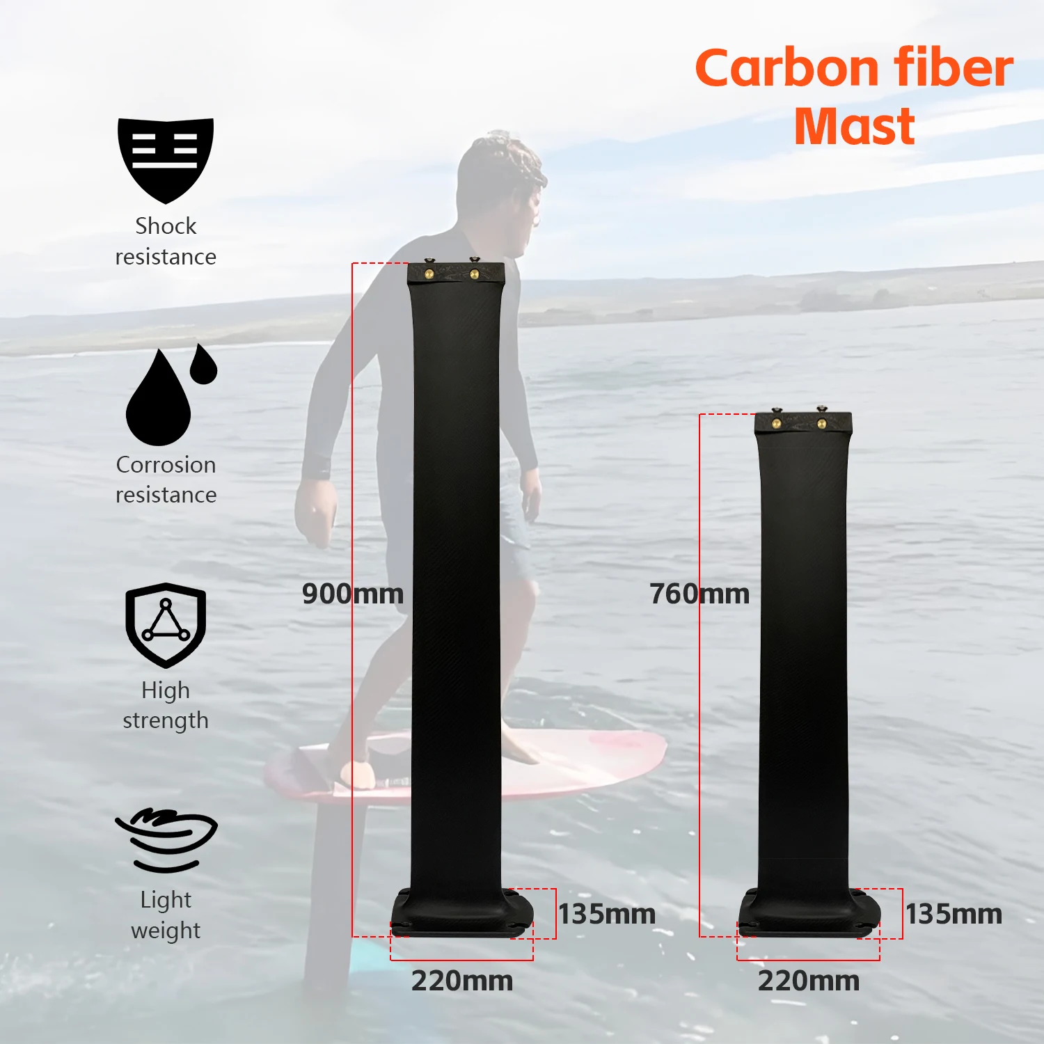 【Hot】High Quality 76 90cm Full Carbon Mast Surfing Tools Accessories Customizable Hydrofoil Kitesurfing Gear Water Play Factory