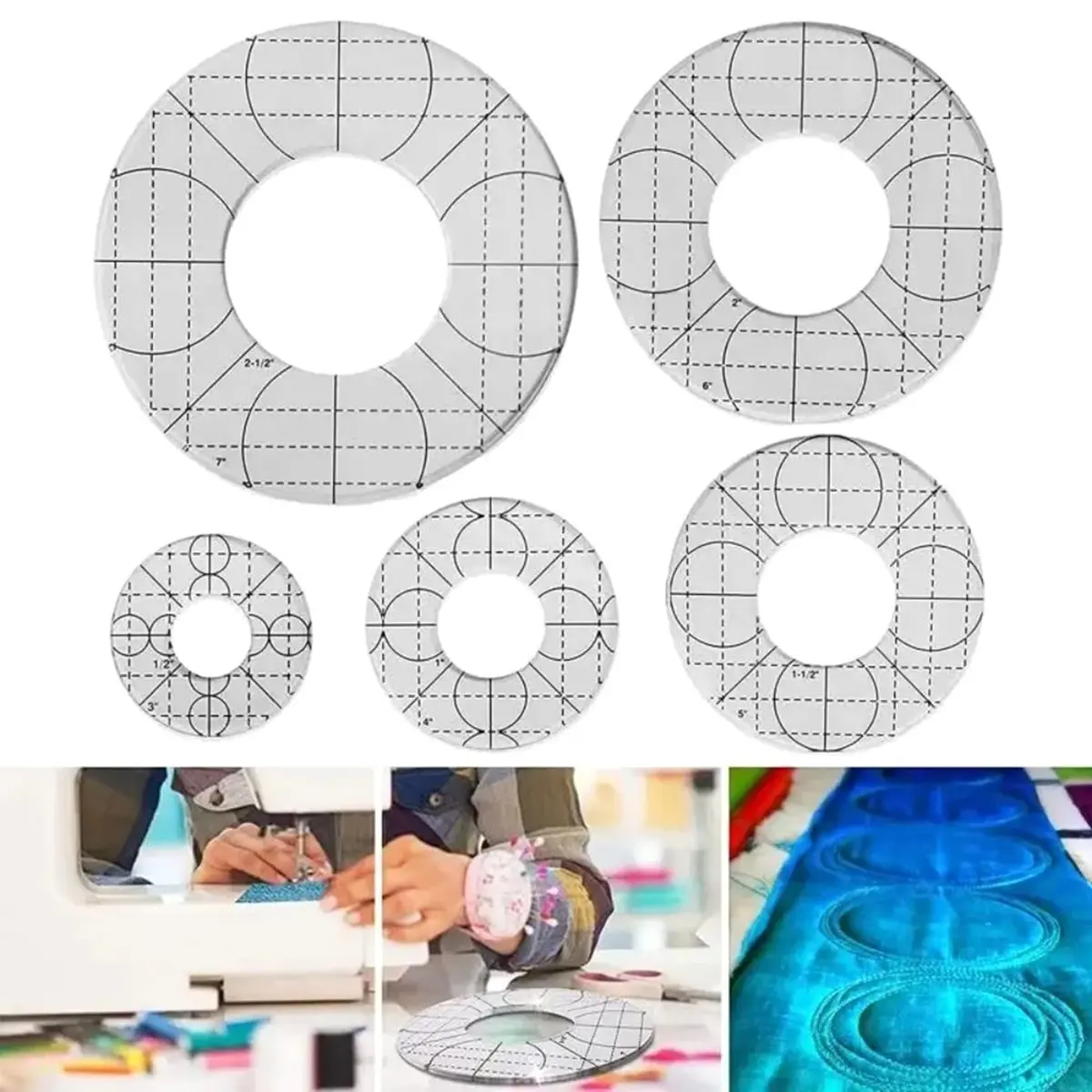 Acrylic Patchwork Ruler Set - 5PCS Sewing Multi Tool Quilting Templates Clothing Ruler Measurements
