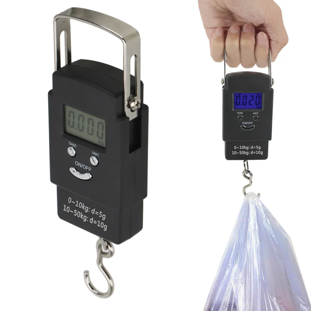 Portable Home Tool Hanging Digital Weighing Scale 50Kg/110lb for Fishing Luggage Travel LCD Electronic Scale