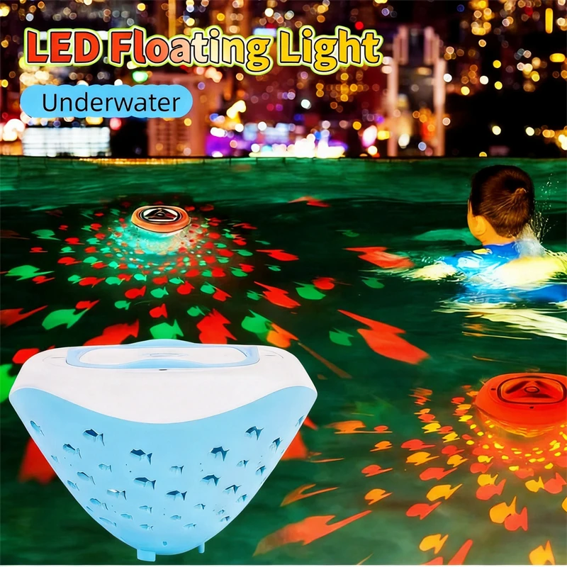 

1Pcs Colorful LED Floating Light RGB Flashing Fish Projector Waterproof Bathtub Pool Swim Light Kids Gift Underwater Lamp