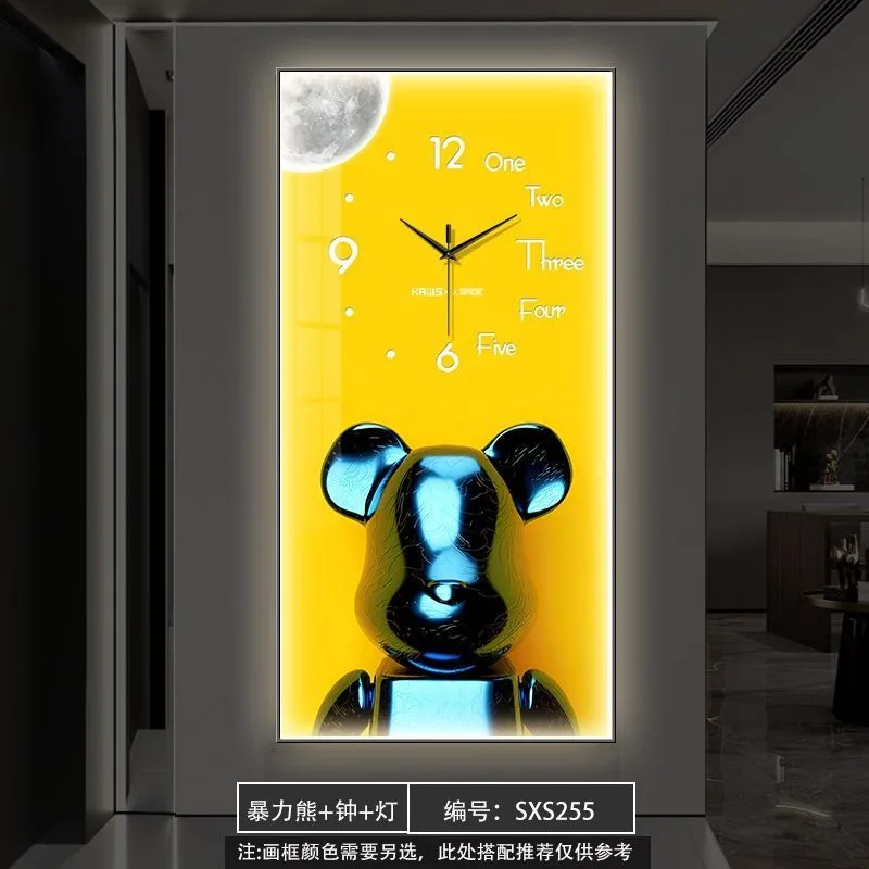 

Модные креативные настенные часы с мультяшным медведем для домашнего декора, большие светодиодные часы с росписью, модное украшение интерьера