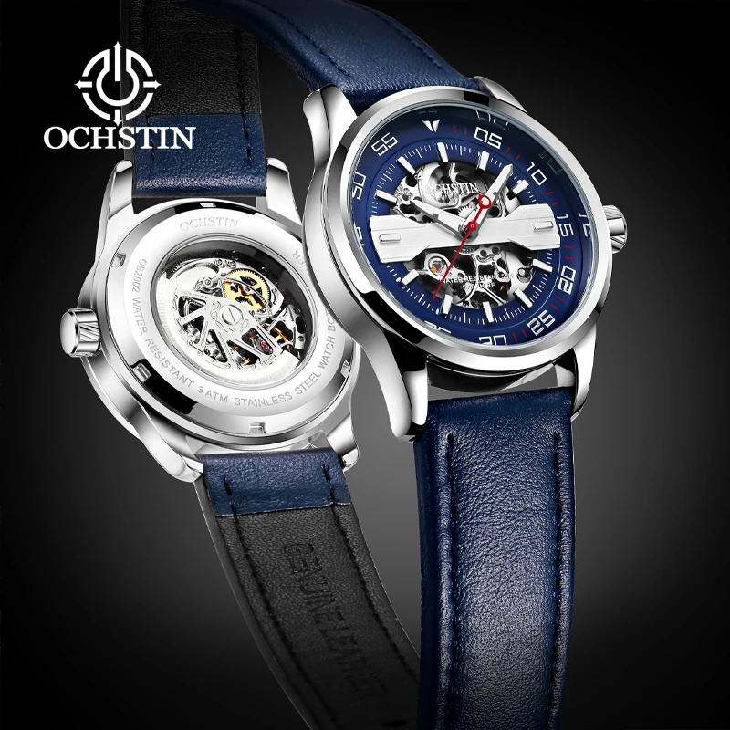 

OCHSTIN Master Series светящиеся ручные механические часы мужские полые кожаные ремешки мужские часы водонепроницаемые роскошные классические мужские часы