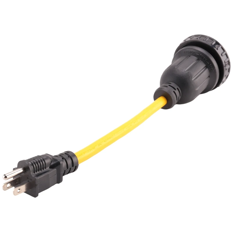 Nema 5-15P Male To L5-30R Female Power Adapter Cord,Generator 30 Amp To 15Amp Household Adapter Cable US Plug Yellow