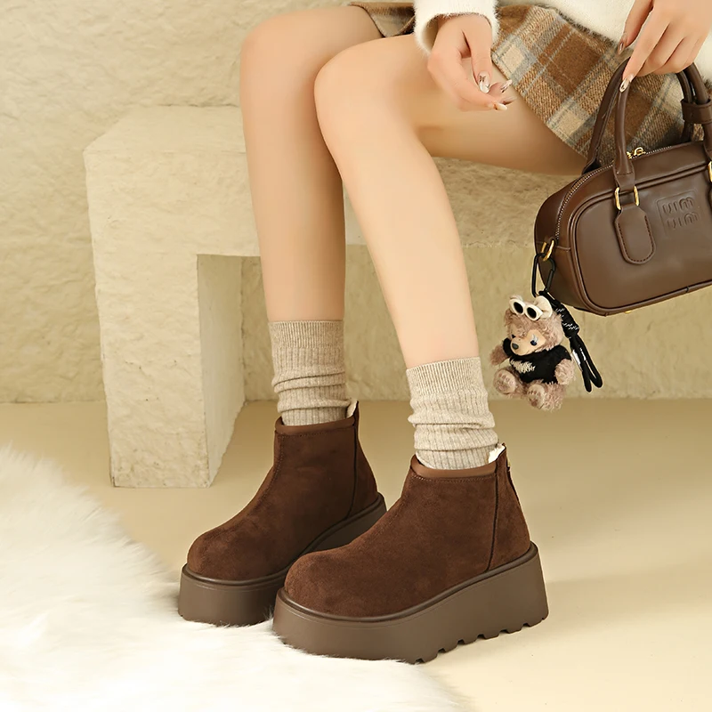 

Ladies' high-end imitation rabbit fur and velvet warm high top fashion versatile casual trendy shoes snow boots women's shoes
