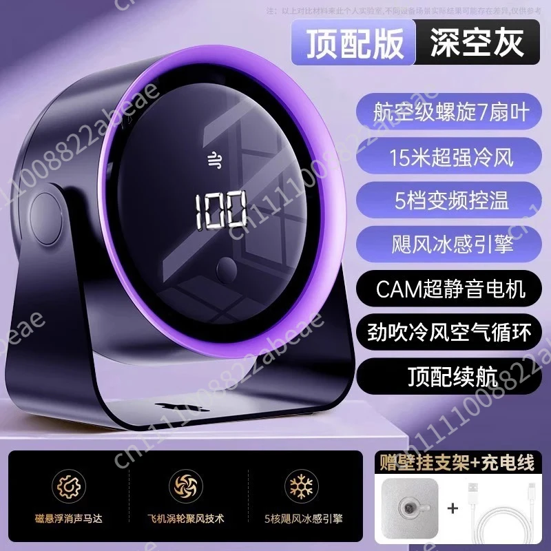 Mini Desktop Fan Silent Cooling Circulating Fan USB Rechargeable Office Desk Dorm Wall Mount Small Air Conditioner Style Turbo