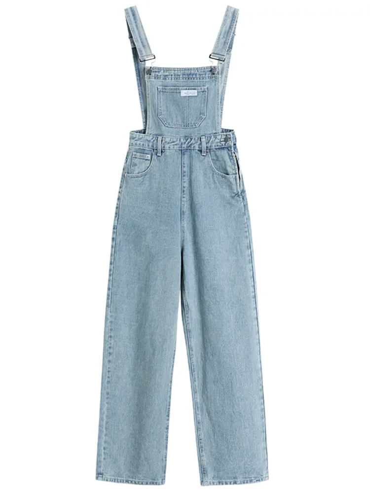 

Джинсовый комбинезон с высокой талией для женщин, свободный крой, омолаживающий, утягивающий, цельные брюки, широкие штанины, длинные брюки, модные джинсы