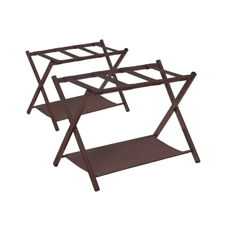 for High Loading Capacity Folding Luggage Rack with 5 Nylon Straps Metal Frame Hotel Room Suitcase Stand