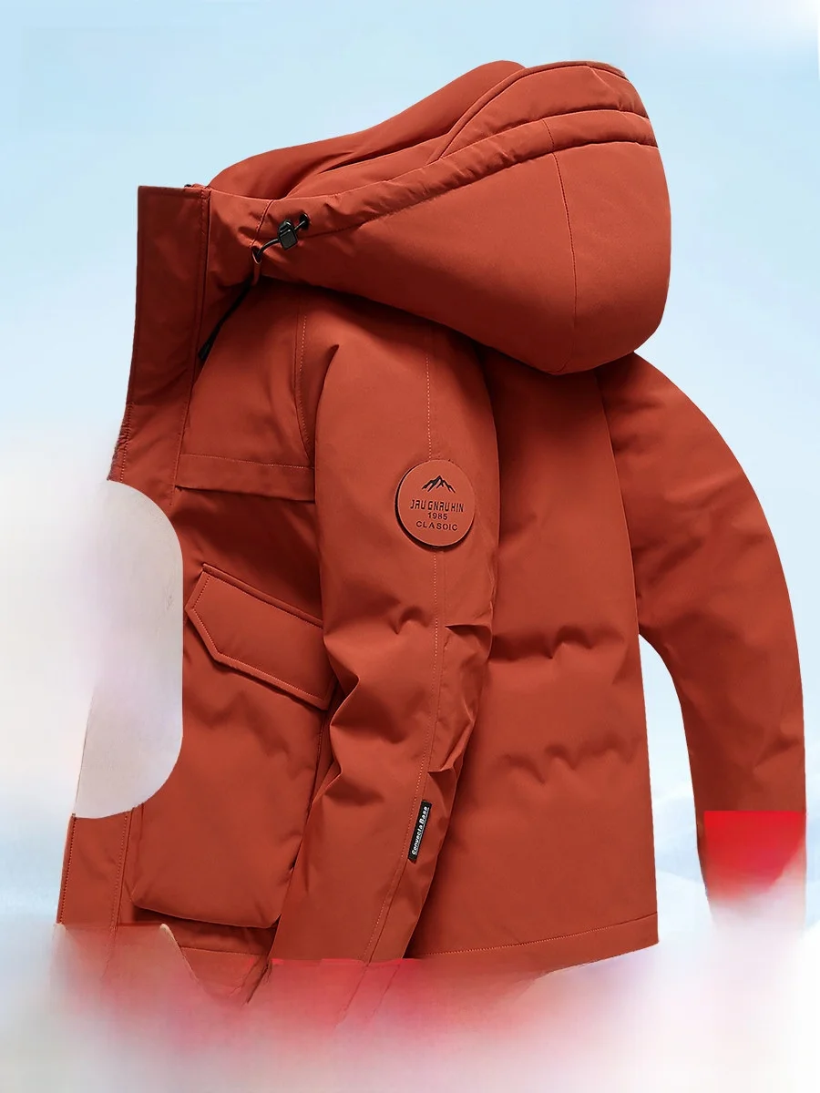 

Мужская зимняя теплая комфортная куртка Snow Flng 90 Du с капюшоном, на пуху, из полиэфирного волокна, с длинными рукавами, на молнии