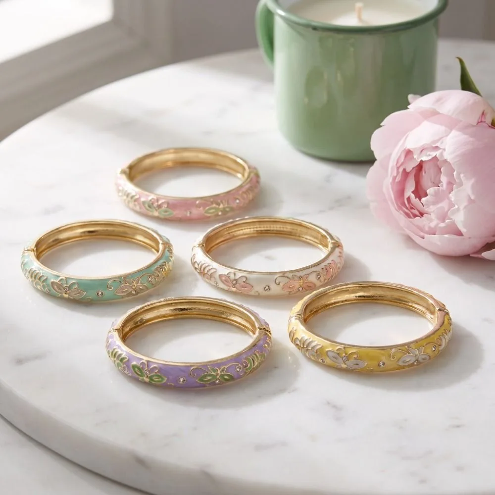 Colorful Vintage Cloisonne Bangle Enamel Chinese Traditional Children Flower Bangle Open Cuff Classic Women's Hand Bracelet Gift