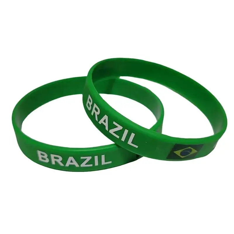 2pcs Brazil Flag Silicone Bracelets Sport Wristbands Brasil Wrist Strap Handband for Men Women Rubber Band Fashion Accessories