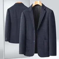 New Men's Blazer Fashion Middle-aged Business Casual Professional Wear Casual Loose British Style Sub-trend Four Seasons Suit 3