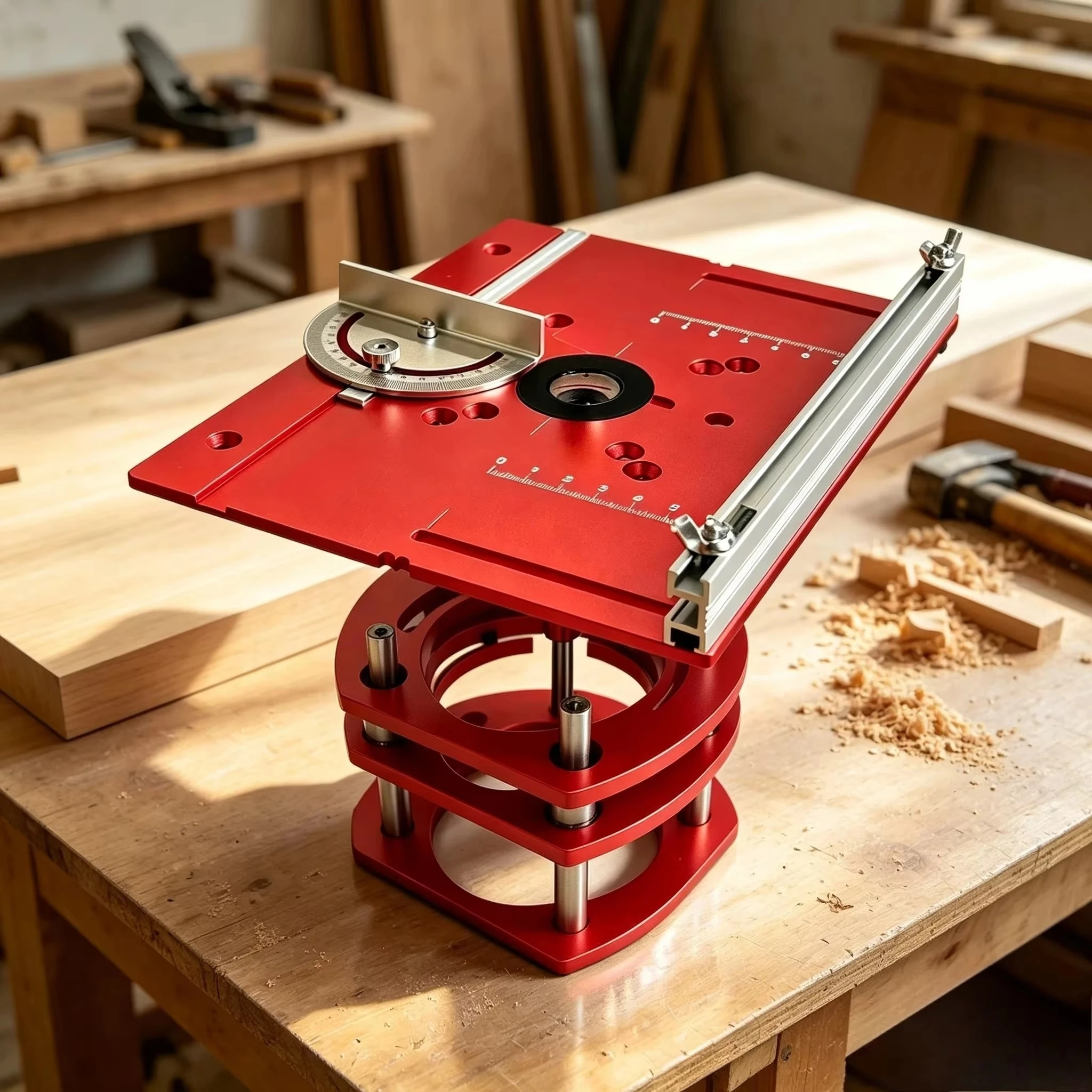 For Woodworking Workbench Table Tool Aluminum Router Lift Base Kit with Insert Plate, Precision Adjustable Router Lift System