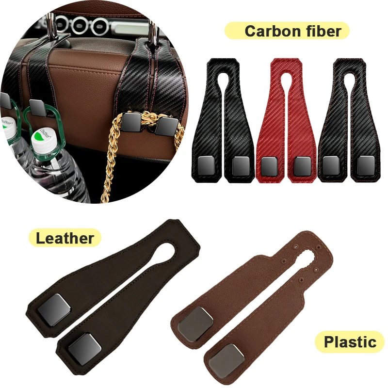 

2 in 1 Car Seat Back Hook Headrest Hook Sundries Clip Bag Hanger Hook Phone Holder Double Hooks For Car Interior Accessories