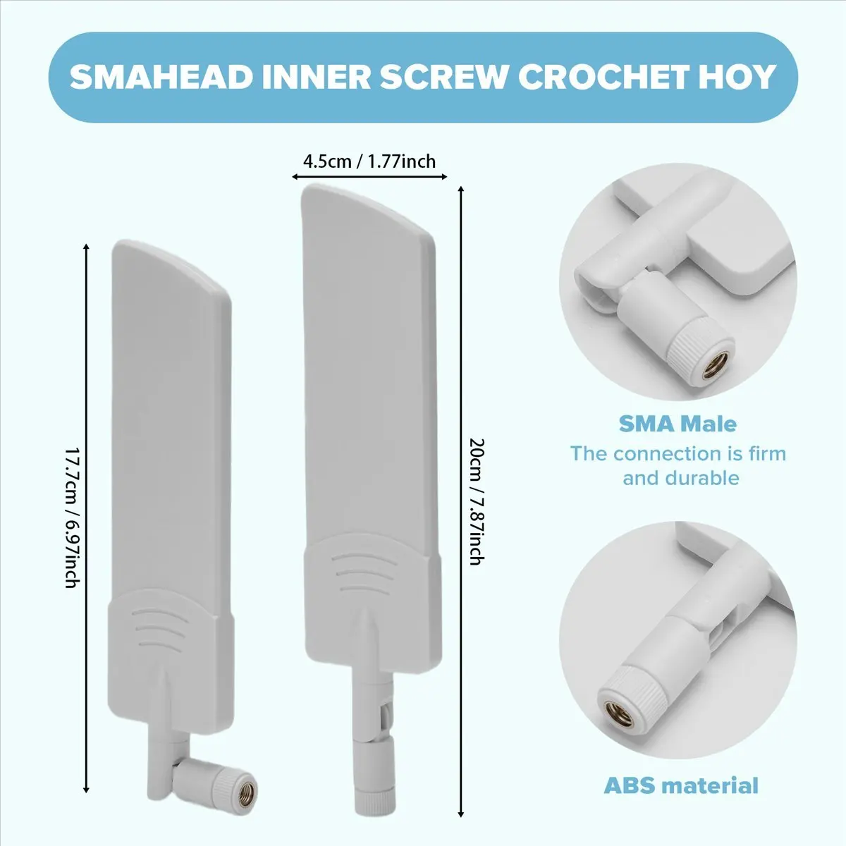 【A75T】 1PCS 5G/3G/4G/GSM Full Band Glue Stick Omni Wireless Smart Meter Router Module Gain 40DBi Antenna, White SMA Male