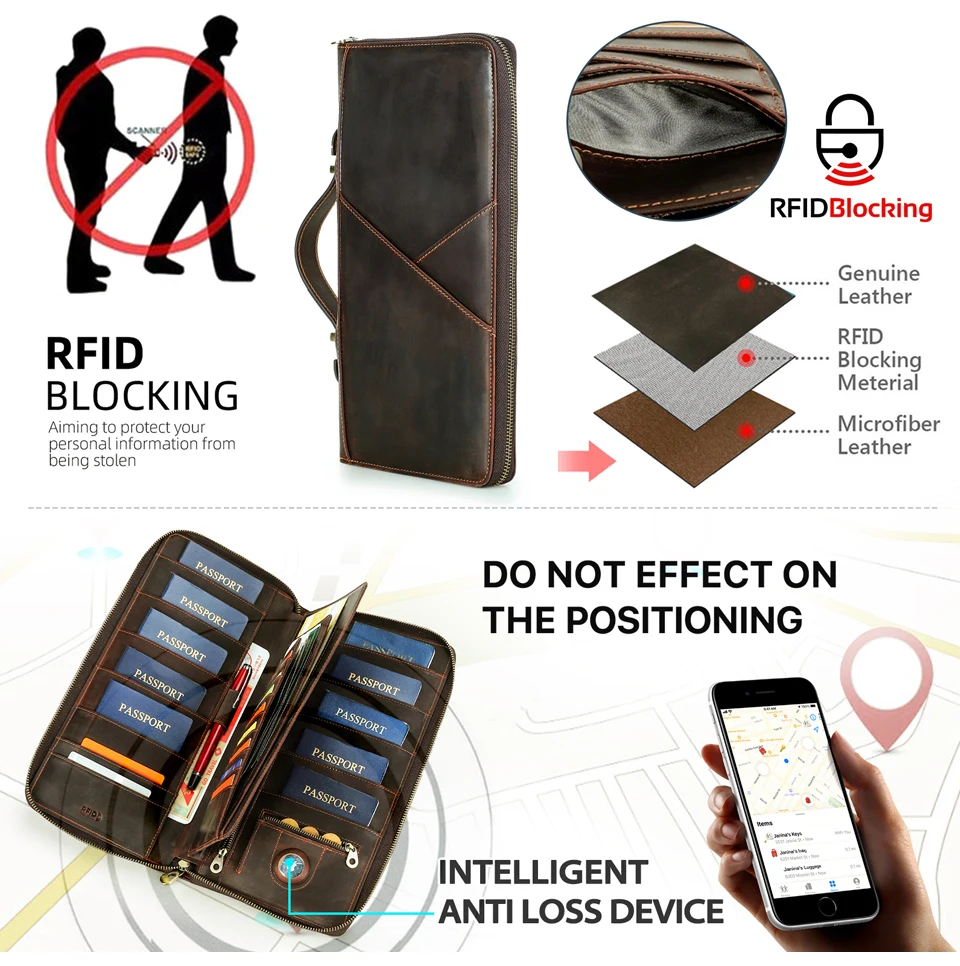 Reisepass-Etui, Familien-Reisepass-Halter, Dokumenten-Organizer, Kartenhalter, Clutch, RFID-Schutz, Diebstahlschutz, Verlustschutz – Detail 18