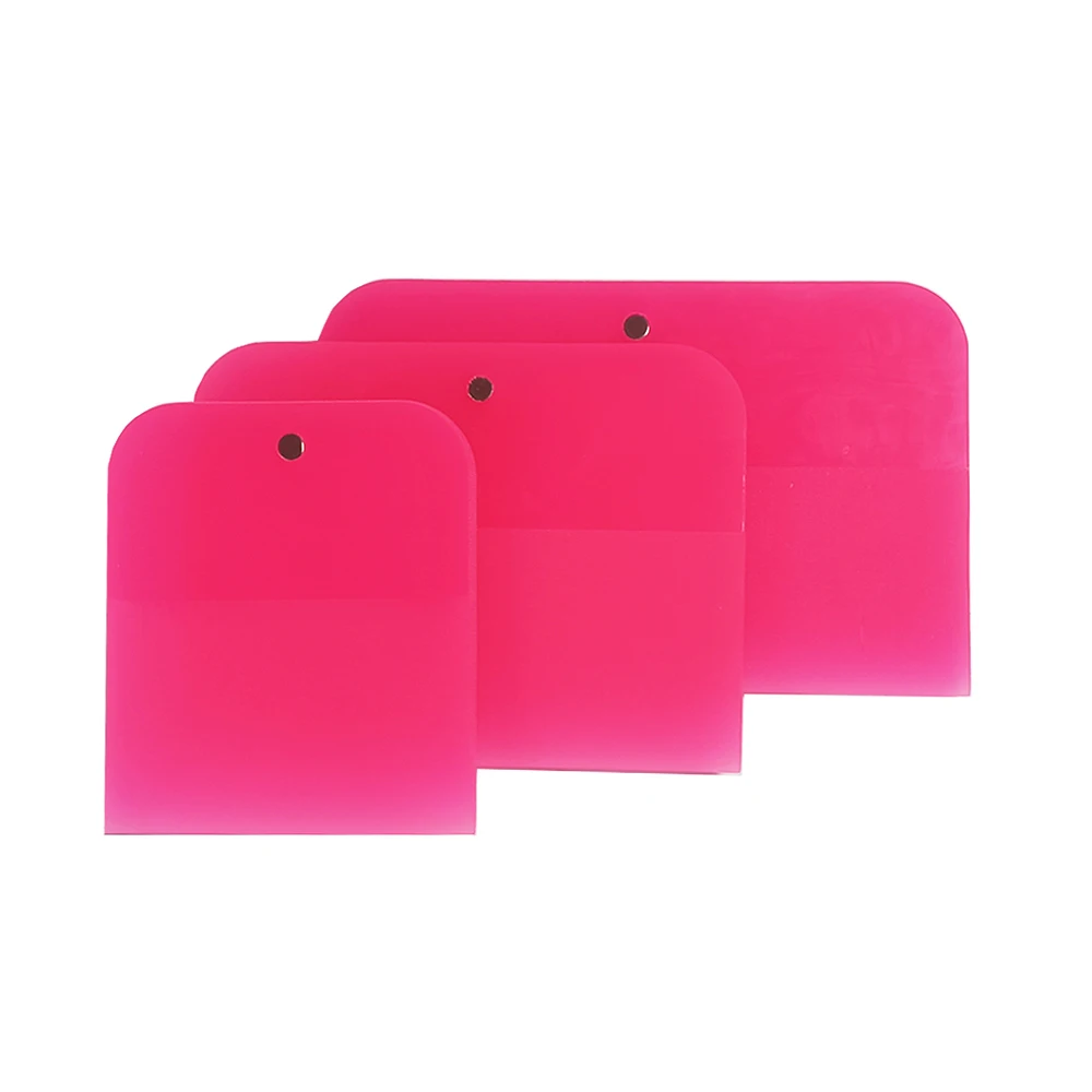 3PCS Film Work PPF Squeegee Flexible TPU Kit with Magnet Anti-Scratch Rubber Scraper for Car Vinyl Wrap Tint Pink Water Blade
